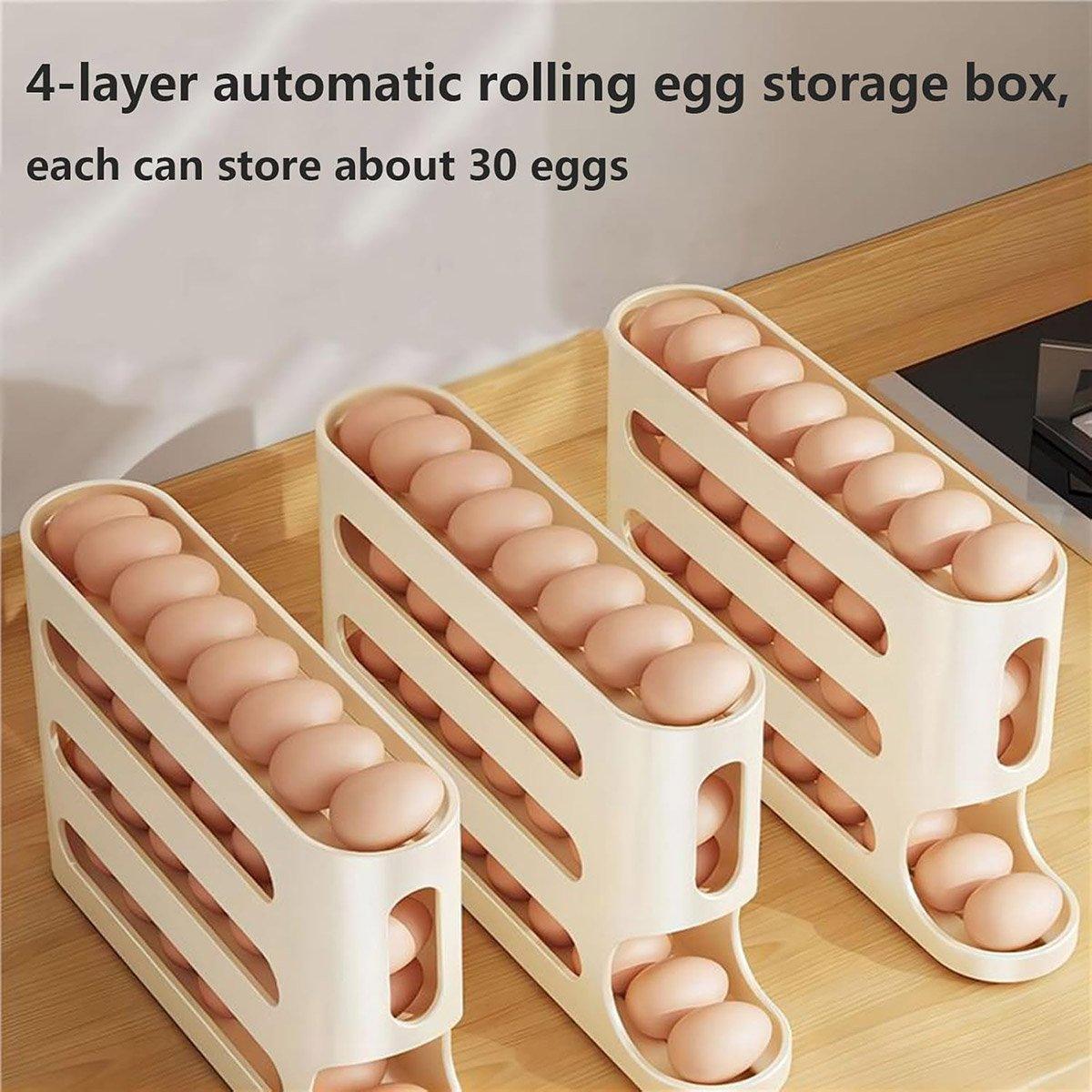 2pcs 4 Tier Slide Egg Organizer Storage Box Ladder Design for Egg Carton Holder V528-EGG-YELLOW-2PCS-490528