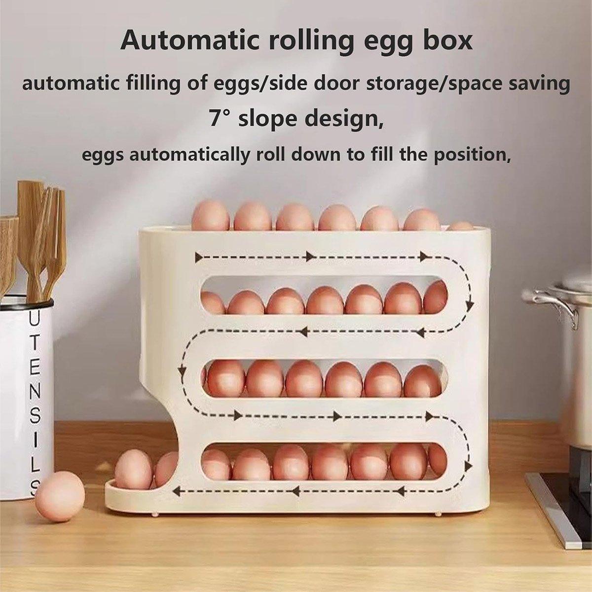 2pcs 4 Tier Slide Egg Organizer Storage Box Ladder Design for Egg Carton Holder V528-EGG-YELLOW-2PCS-490528