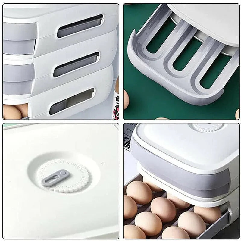 Drawer Type Eggs Tray Fruit Storage Box Kitchen Stacking Holder Food Container - Blue V528-EGGBO-BLUE-997541