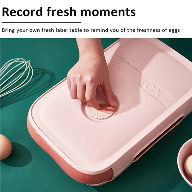 Drawer Type Eggs Tray Fruit Storage Box Kitchen Stacking Holder Food Container - Pink V528-EGGBO-PINK-74036