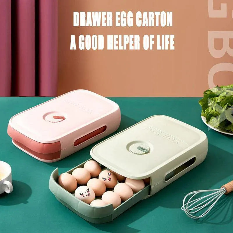 Drawer Type Eggs Tray Fruit Storage Box Kitchen Stacking Holder Food Container - Pink V528-EGGBO-PINK-74036