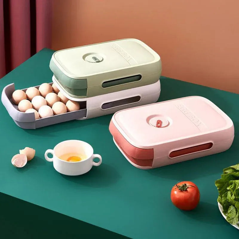 Drawer Type Eggs Tray Fruit Storage Box Kitchen Stacking Holder Food Container - Pink V528-EGGBO-PINK-74036