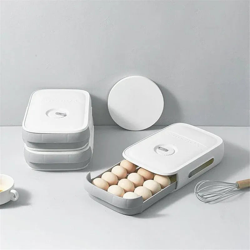 Drawer Type Eggs Tray Fruit Storage Box Kitchen Stacking Holder Food Container - White V528-EGGBO-WHITE-84414
