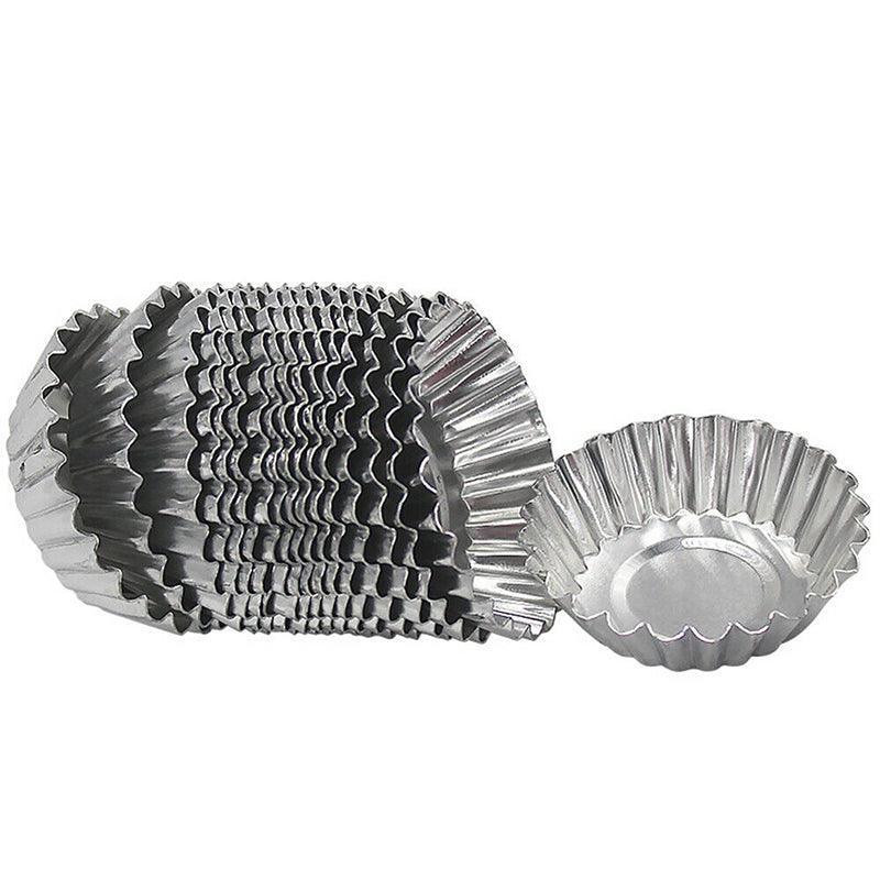 20pcs Aluminium Egg Tart Moulds Non Stick Round Baking Cups for Cupcakes Pies V528-EGGTARTMOLD-20PCS-60286