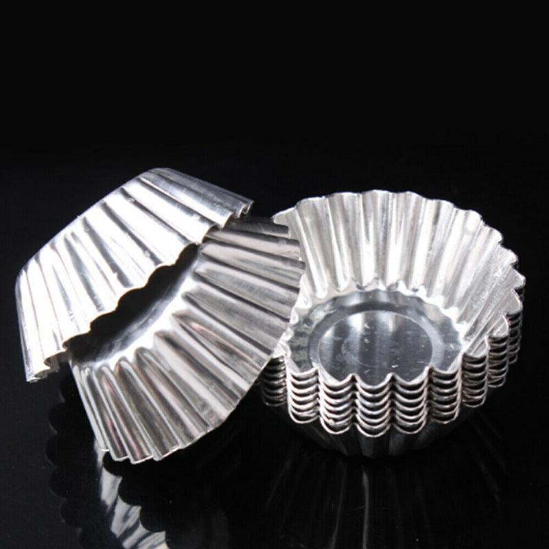 20pcs Aluminium Egg Tart Moulds Non Stick Round Baking Cups for Cupcakes Pies V528-EGGTARTMOLD-20PCS-60286