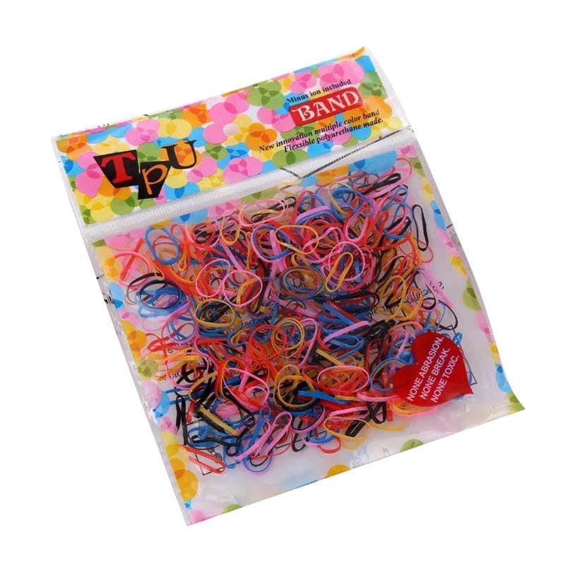 400pcs Small Elastic Rubber Band Hair Ties Multi Colour Black Ponytail Holders - Jelly Colour V528-ELASTICHAIRBAND01-186515