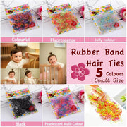 400pcs Small Elastic Rubber Band Hair Ties Multi Colour Black Ponytail Holders - Colourful V528-ELASTICHAIRBAND03-4168465
