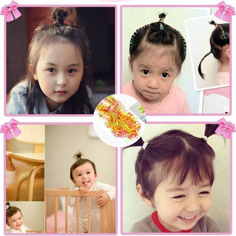 400pcs Small Elastic Rubber Band Hair Ties Multi Colour Black Ponytail Holders - Colourful V528-ELASTICHAIRBAND03-4168465