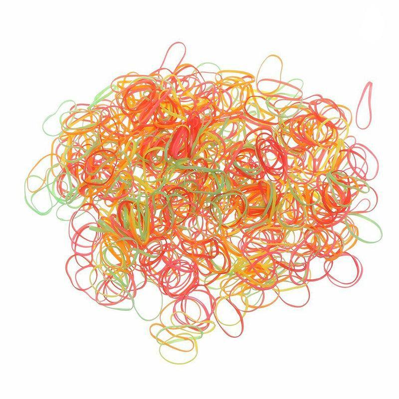 400pcs Small Elastic Rubber Band Hair Ties Multi Colour Black Ponytail Holders - Fluorescence V528-ELASTICHAIRBAND04-416584
