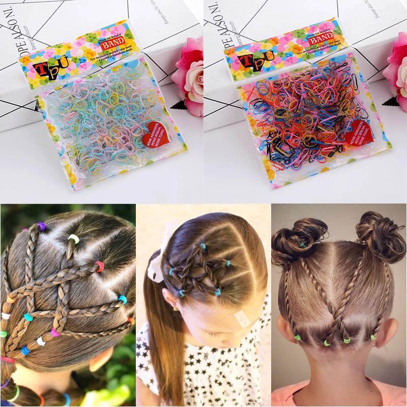 400pcs Small Elastic Rubber Band Hair Ties Multi Colour Black Ponytail Holders - Fluorescence V528-ELASTICHAIRBAND04-416584