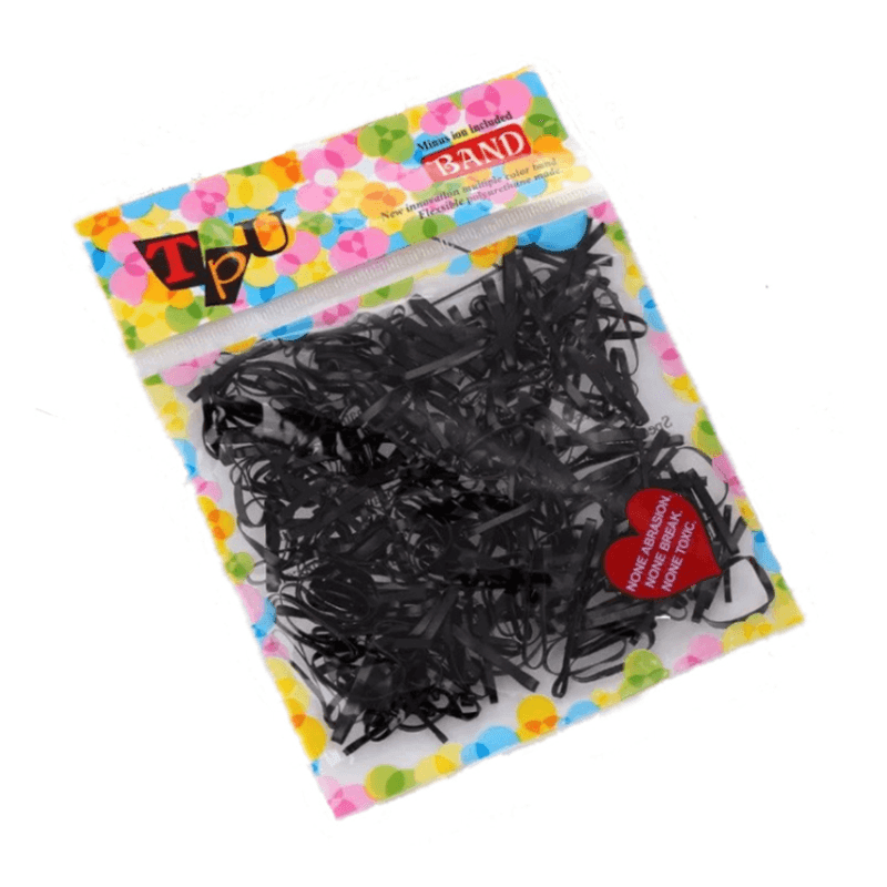 400pcs Small Elastic Rubber Band Hair Ties Multi Colour Black Ponytail Holders - Fluorescence V528-ELASTICHAIRBAND04-416584