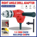 90-Degree Right Angle Drill Attachment 1/4inch Drive Adapter with Chuck Key Tools V528-ELECTRIC-DRILL-BENDERS-727914