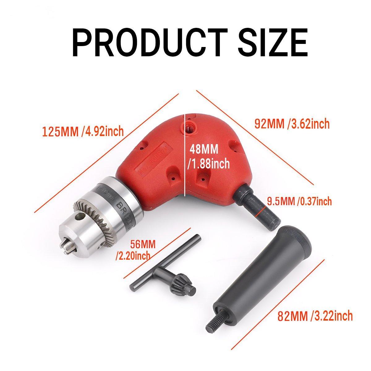 90-Degree Right Angle Drill Attachment 1/4inch Drive Adapter with Chuck Key Tools V528-ELECTRIC-DRILL-BENDERS-727914