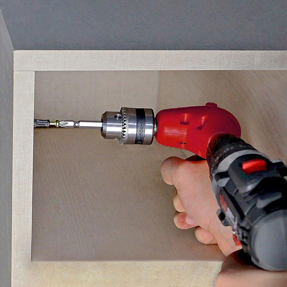 90-Degree Right Angle Drill Attachment 1/4inch Drive Adapter with Chuck Key Tools V528-ELECTRIC-DRILL-BENDERS-727914