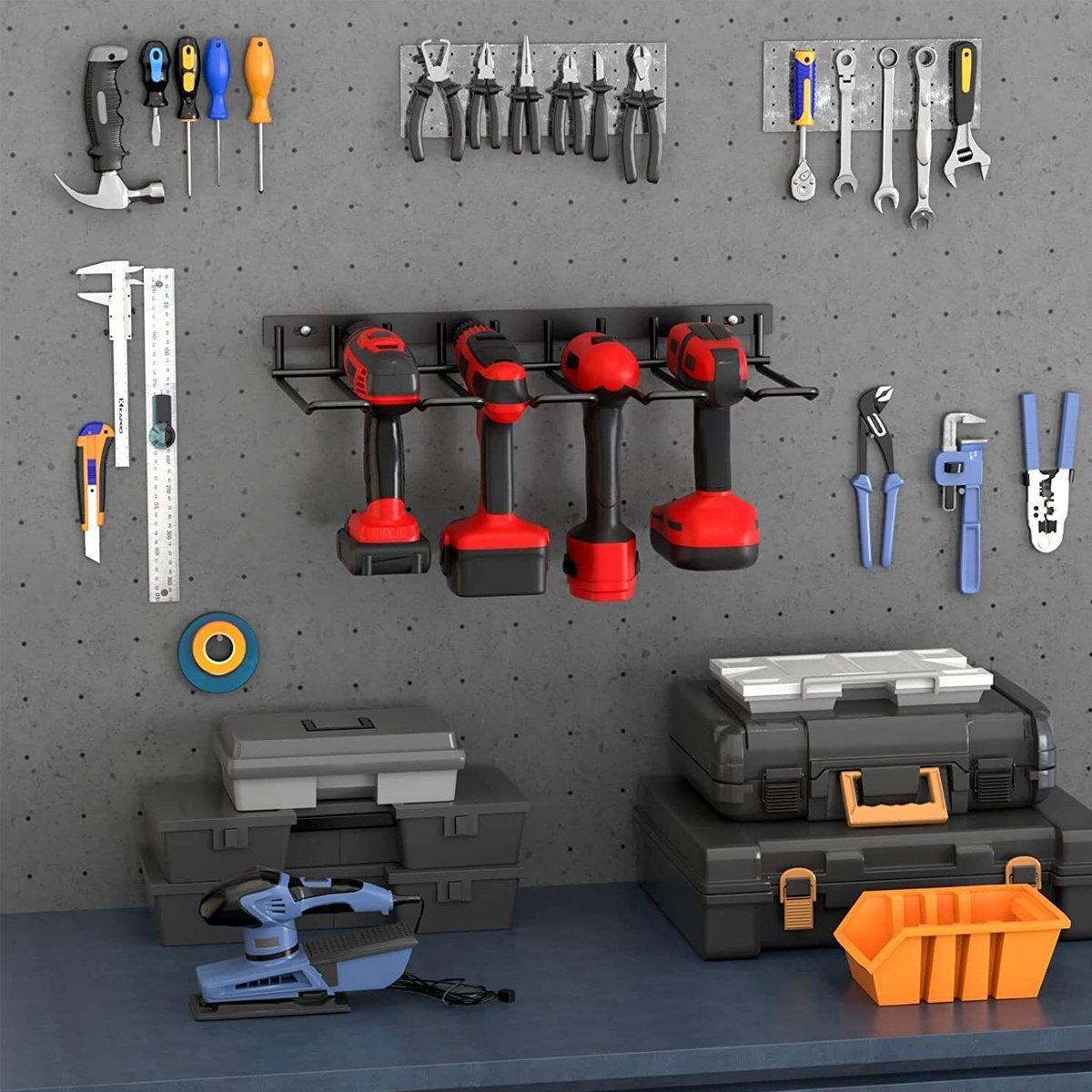 Metal Drill Storage Rack Power Tool Holder Organizer Wall Mount Heavy Duty Shelf V528-ELECTRIC-DRILL-STORAGE-430630