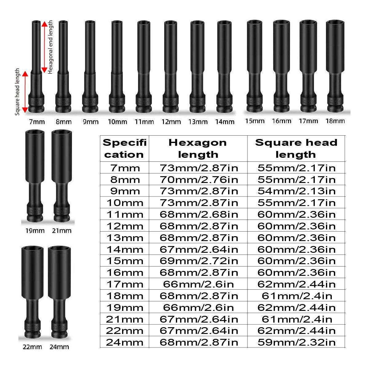 Hexagonal Socket Adapter Set for Electric Impact Wrench Power Drill Socket Tool - 7mm