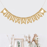 Engaged Burlap Banner Rustic Hessian Bunting Engagement Party Decor V528-ENGAGEMENTPARTY-785420