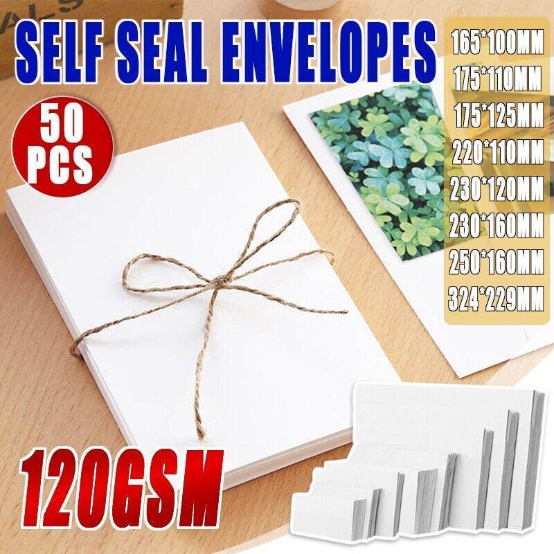 White Business Envelopes 8 Sizes Opaque Mailer with Pre-Printed Postcode - 5N:220*110MM V528-ENVELOPEWHITE5N-50PCS-856265