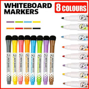 8 Colours Dry Erase Whiteboard Markers Set with Built-in Eraser Tips V528-ERASABLEMARKERS-273810
