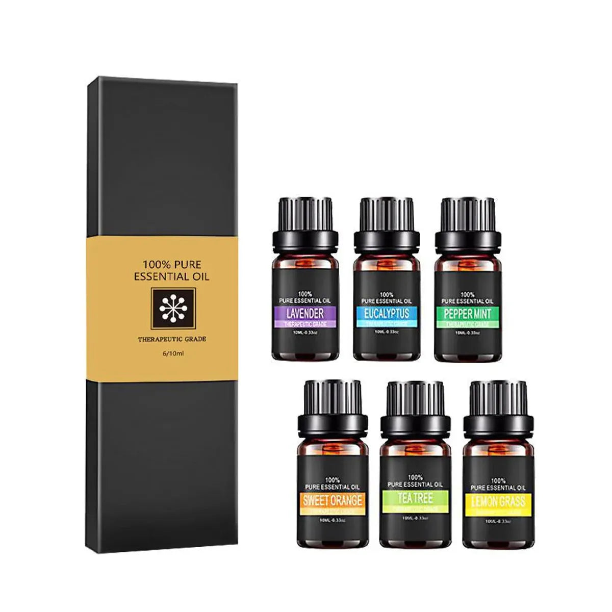 Essential Oil Set 6 Bottles Plant Aromatherapy Oils Natural Scent for Diffuser V528-ESSENTIAL-OILS-6PCS-530006