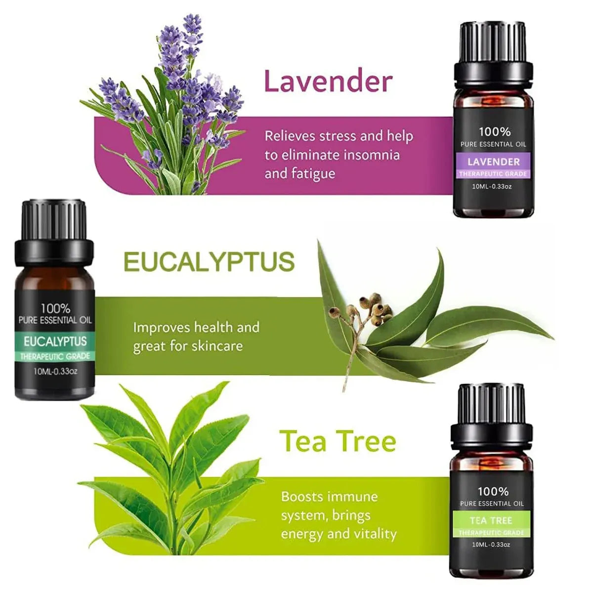 Essential Oil Set 6 Bottles Plant Aromatherapy Oils Natural Scent for Diffuser V528-ESSENTIAL-OILS-6PCS-530006