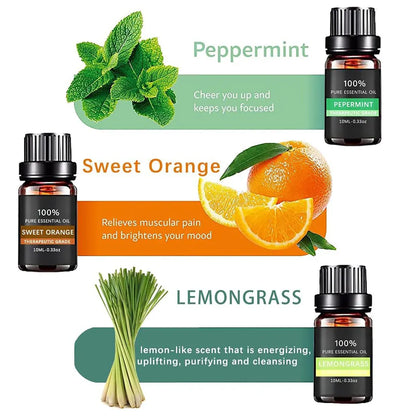 Essential Oil Set 6 Bottles Plant Aromatherapy Oils Natural Scent for Diffuser V528-ESSENTIAL-OILS-6PCS-530006