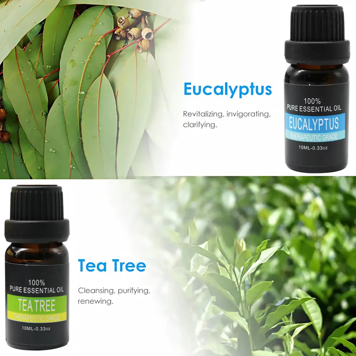Essential Oil Set 6 Bottles Plant Aromatherapy Oils Natural Scent for Diffuser V528-ESSENTIAL-OILS-6PCS-530006