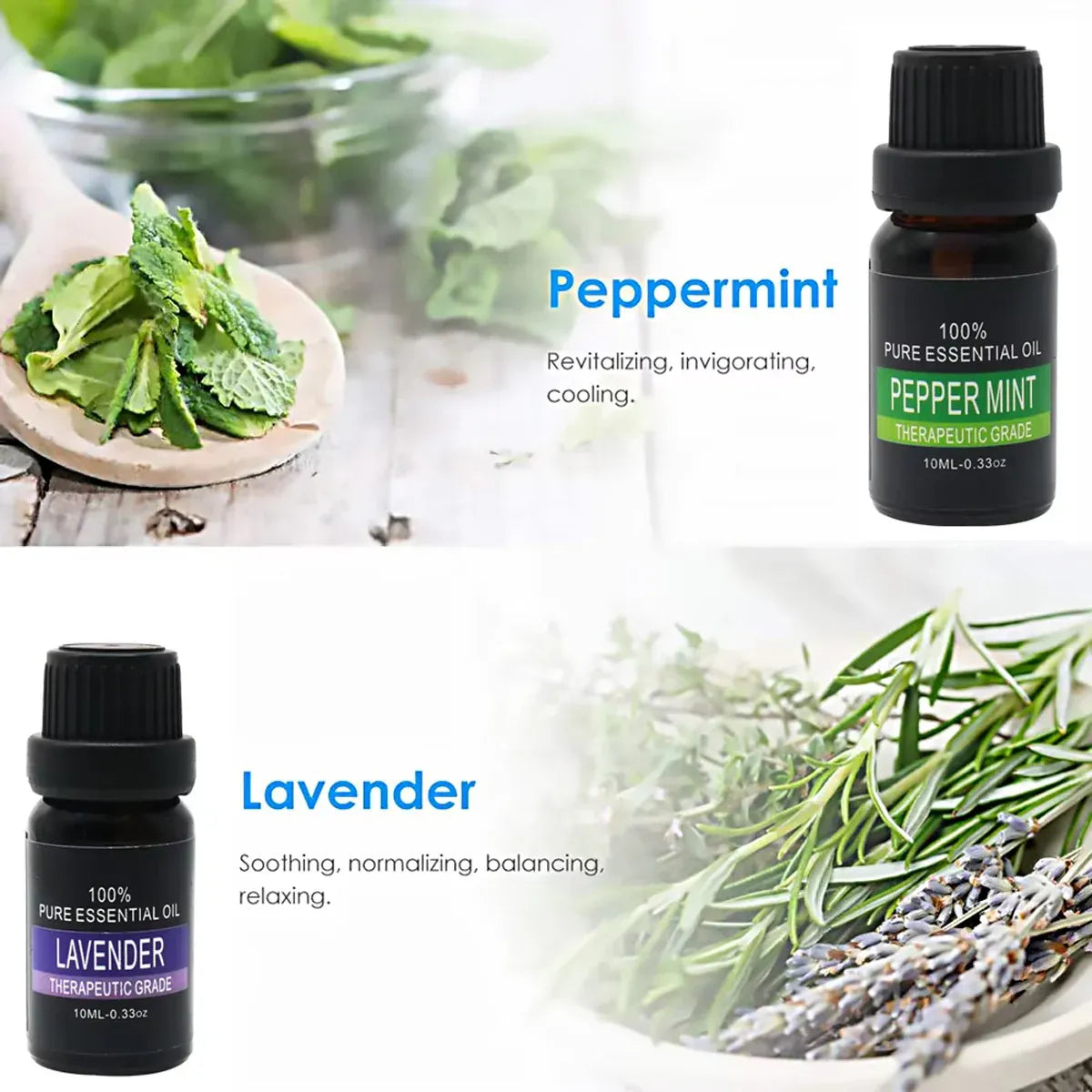 Essential Oil Set 6 Bottles Plant Aromatherapy Oils Natural Scent for Diffuser V528-ESSENTIAL-OILS-6PCS-530006