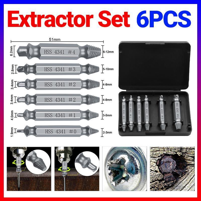 6Pcs Damaged Screw Extractor Set Easy Out Broken Drill Bit Remover Kit Speed Out V528-ETRACTORSET-6PCS-656907