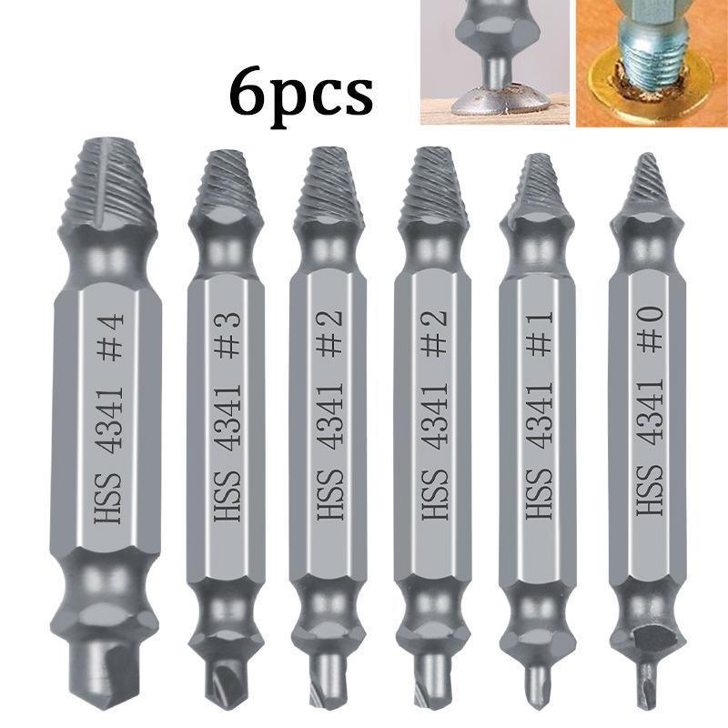 6Pcs Damaged Screw Extractor Set Easy Out Broken Drill Bit Remover Kit Speed Out V528-ETRACTORSET-6PCS-656907