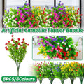 8pcs Artificial Camellia Flowers Realistic Silk Floral Decoration for Home Decor V528-EUCALYPTUS-8PCS-644594