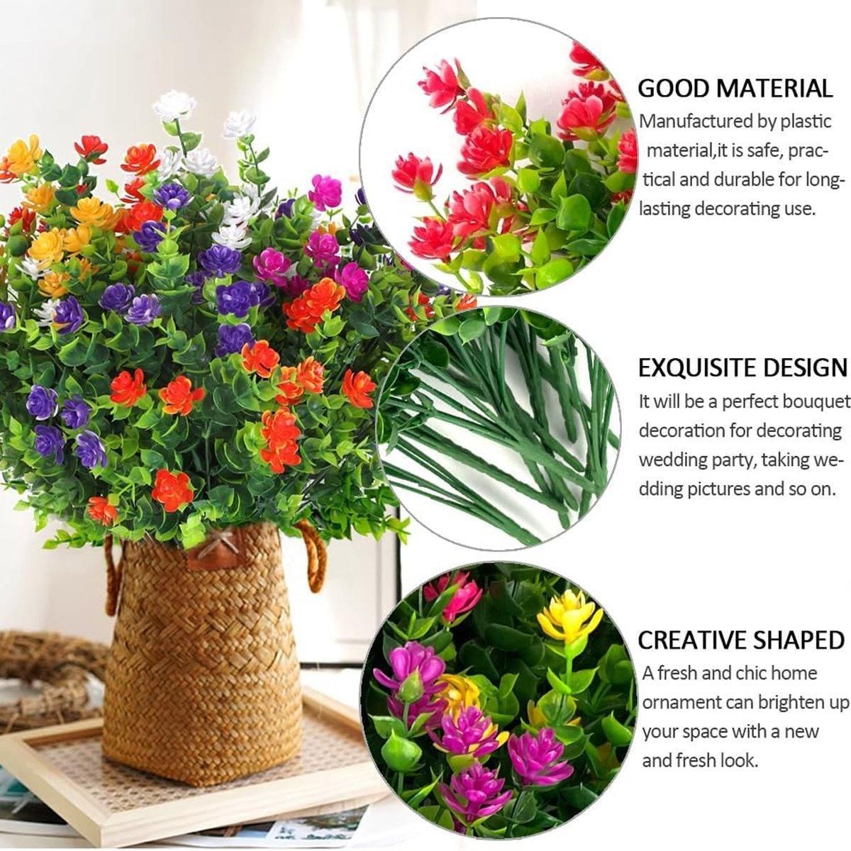 8pcs Artificial Camellia Flowers Realistic Silk Floral Decoration for Home Decor V528-EUCALYPTUS-8PCS-644594