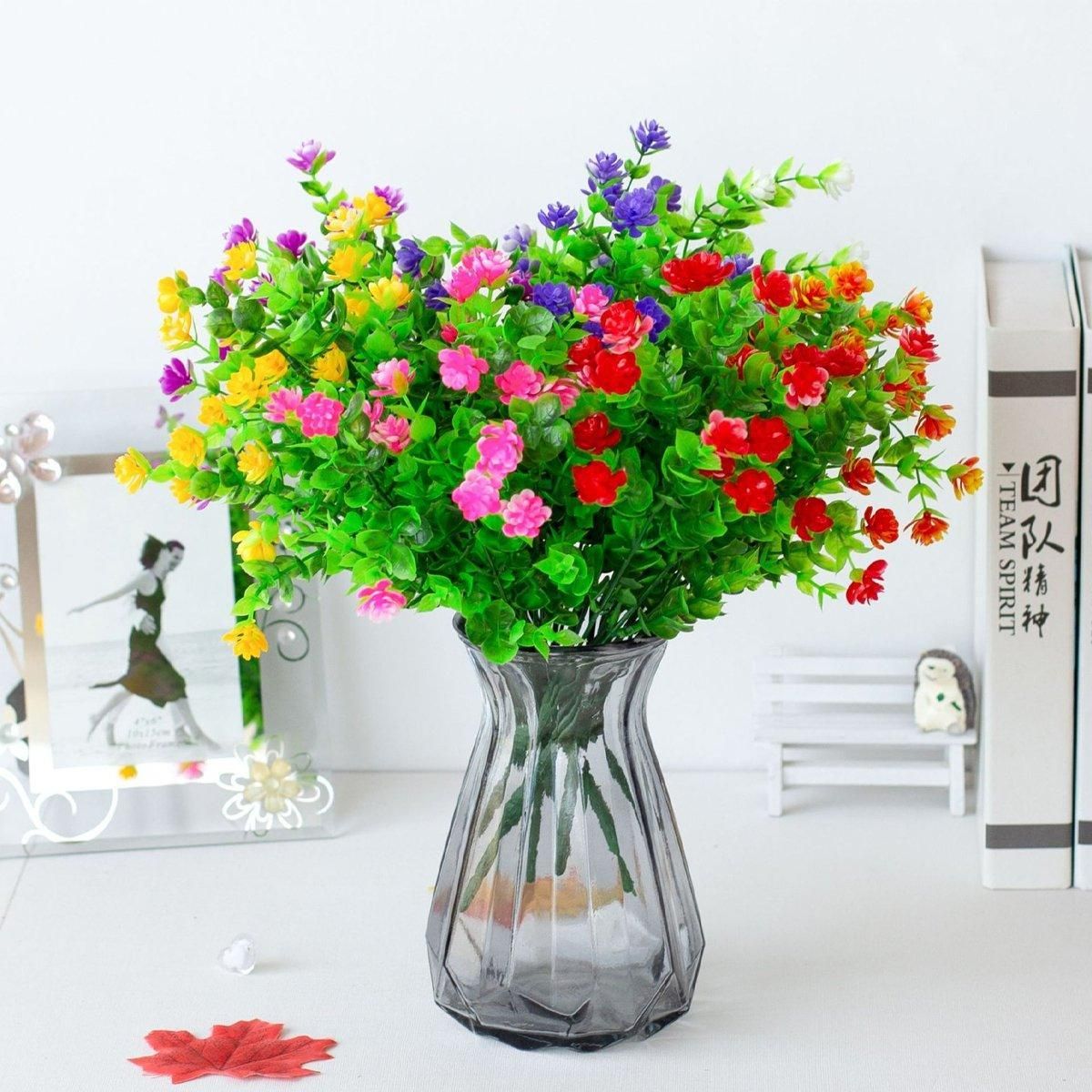 8pcs Artificial Camellia Flowers Realistic Silk Floral Decoration for Home Decor V528-EUCALYPTUS-8PCS-644594