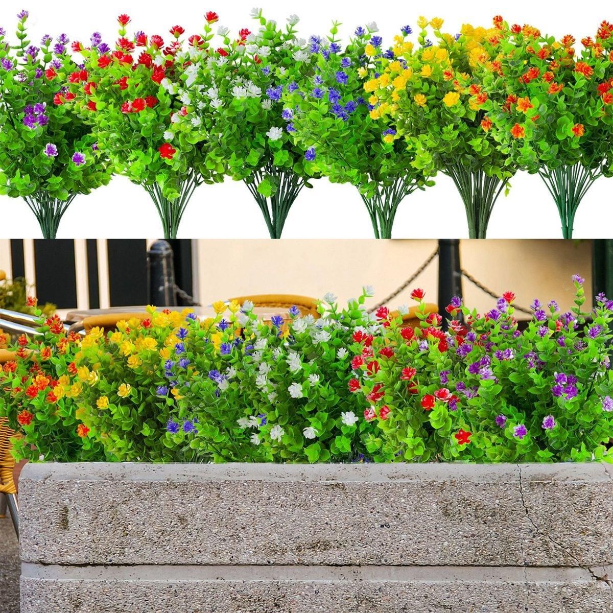 8pcs Artificial Camellia Flowers Realistic Silk Floral Decoration for Home Decor V528-EUCALYPTUS-8PCS-644594