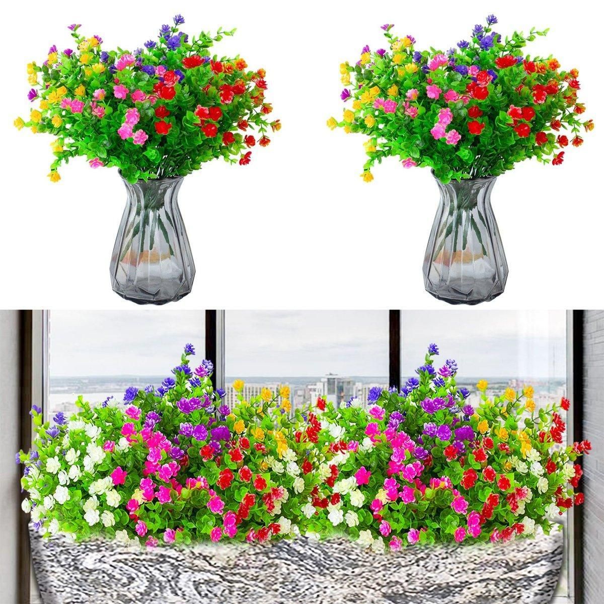 8pcs Artificial Camellia Flowers Realistic Silk Floral Decoration for Home Decor V528-EUCALYPTUS-8PCS-644594