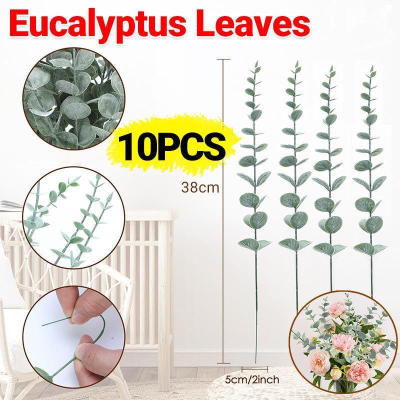 Artificial Eucalyptus Leaf Flowers Fake Green Plant Nordic Home Party Decor V528-EUCALYPTUSLEAVES-10PCS-480296