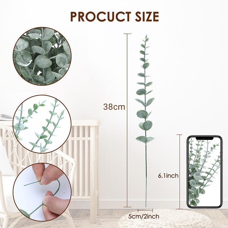 Artificial Eucalyptus Leaf Flowers Fake Green Plant Nordic Home Party Decor V528-EUCALYPTUSLEAVES-10PCS-480296