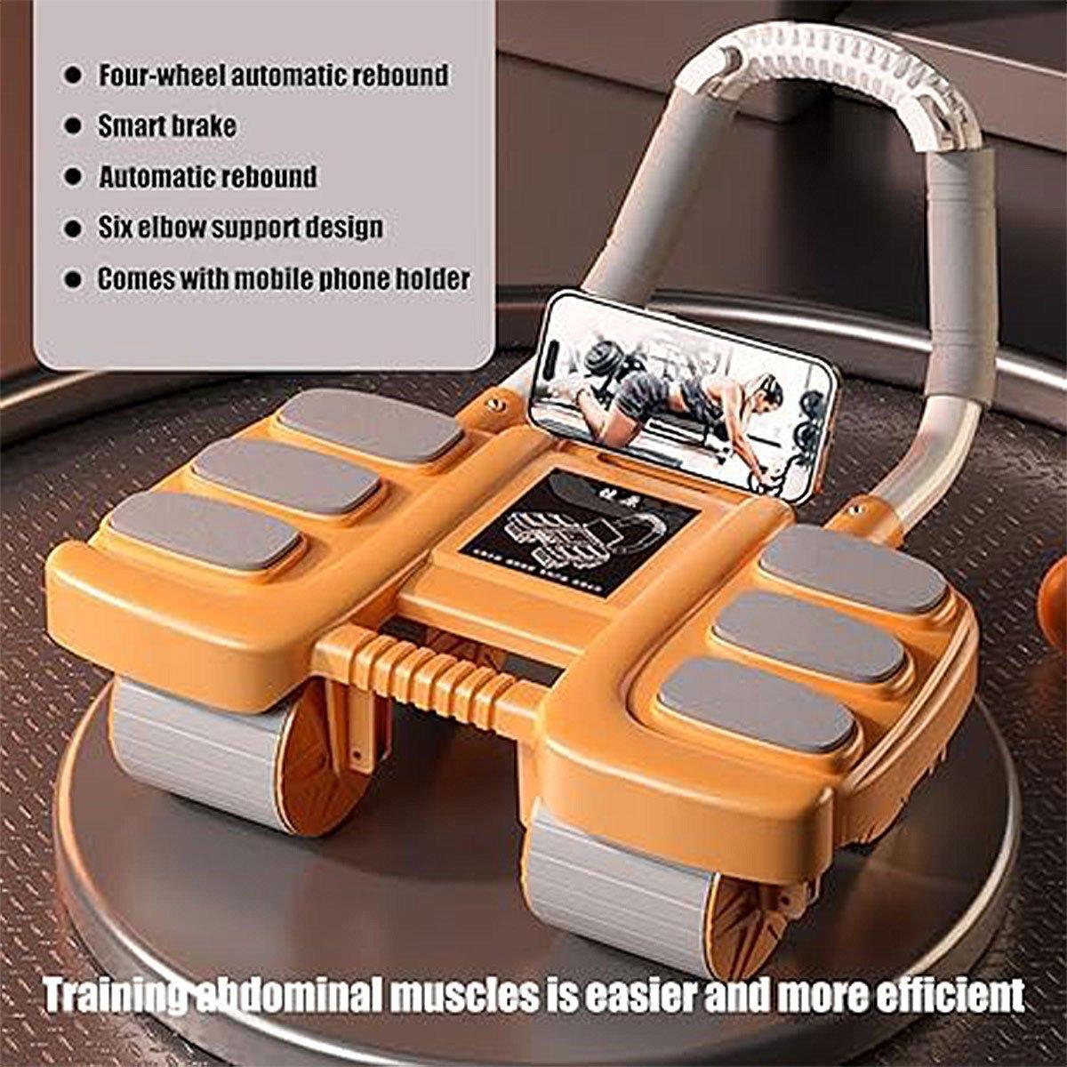 Four Wheel Abdominal Exercise Roller Elbow Support for Core Strength Training - Blue V528-EXERCISE-4-BLUE-866603