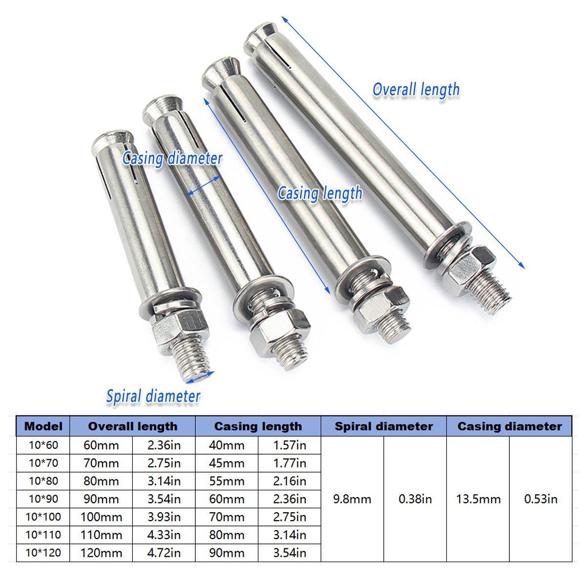 M10 Stainless Steel Hex Head Expansion Anchor Bolts Heavy Duty Screws - M10*100 V528-EXPANSION-SCREW-5PCS-10-100-837452
