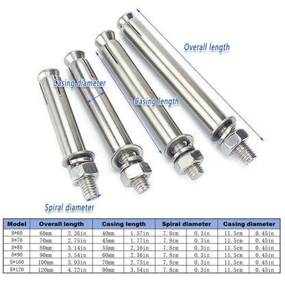 M8 Stainless Steel Expansion Anchor Bolts Heavy Duty Hex Head Screws - M8*80 V528-EXPANSION-SCREW-5PCS-8-80-632522