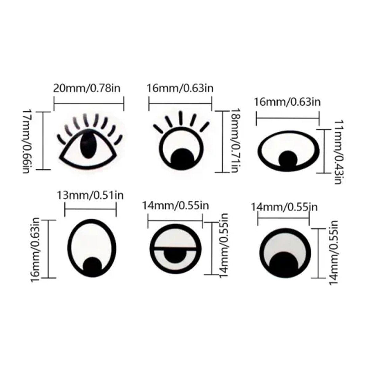 2 Rolls Cartoon Eye Stickers Self-Adhesive DIY Craft Paper for Handmade Projects V528-EYE-STICKER-2ROLL-842563