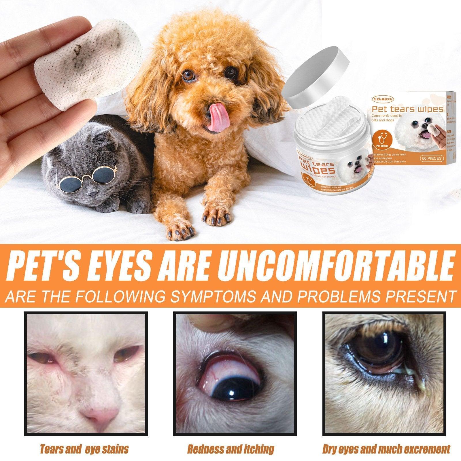 Pet Eye Wipes Clean Dogs Cats Tear Stain Removal Eye Dirt Cleaning Cotton Pads V528-EYE-WIPES-515914