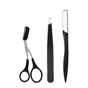 3Pcs/Set Eyebrow Trimming Eyelash Brush Folding Tweezers Portable Makeup Tools V528-EYEBROWRAZOR-3PCS-524964