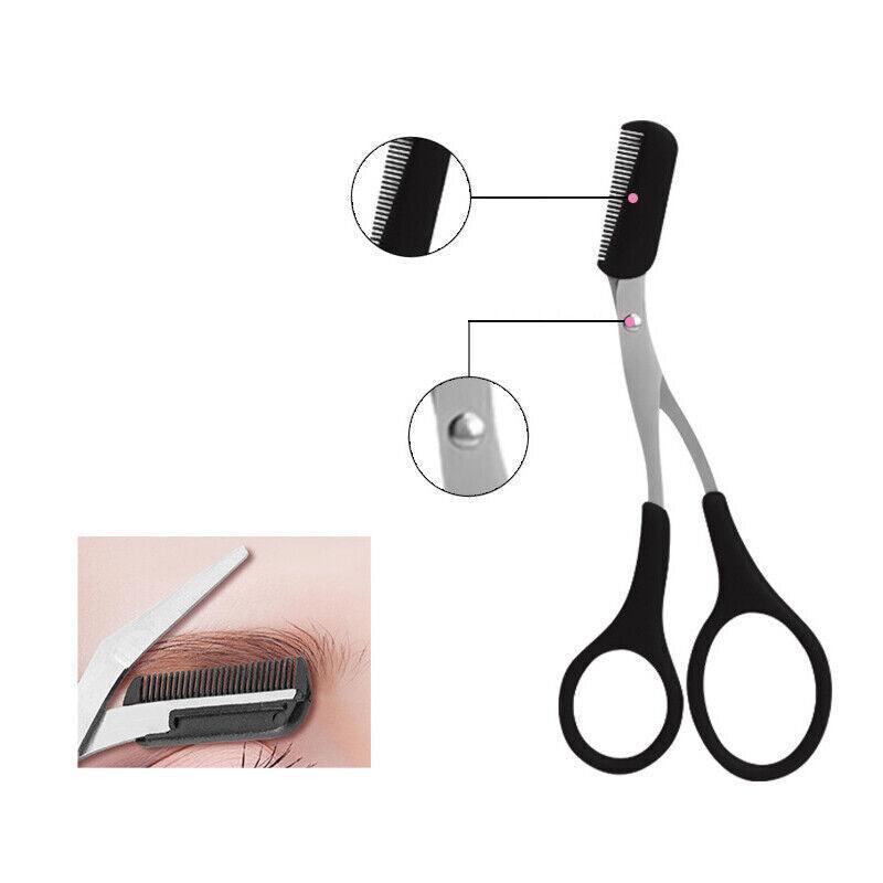 3Pcs/Set Eyebrow Trimming Eyelash Brush Folding Tweezers Portable Makeup Tools V528-EYEBROWRAZOR-3PCS-524964