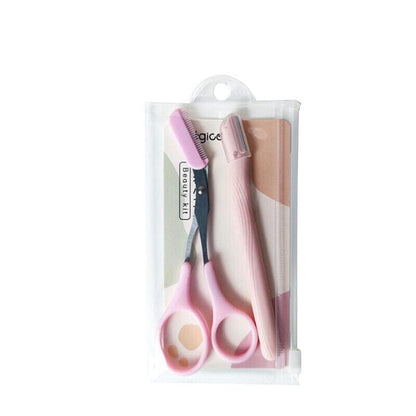 Eyebrow Scissors with Comb Stainless Steel Makeup Trimmer Beauty Tool 3 Colours - Black (Eyebrow Razor + V528-EYEBROWRAZORSCISSOR-BLACK-727662