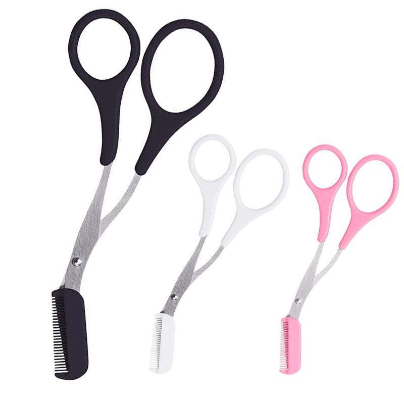 Eyebrow Scissors with Comb Stainless Steel Makeup Trimmer Beauty Tool 3 Colours - Pink (Eyebrow Razor + V528-EYEBROWRAZORSCISSOR-PINK-708900
