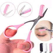 Eyebrow Scissors with Comb Stainless Steel Makeup Trimmer Beauty Tool 3 Colours - Pink (Eyebrow Razor + V528-EYEBROWRAZORSCISSOR-PINK-708900