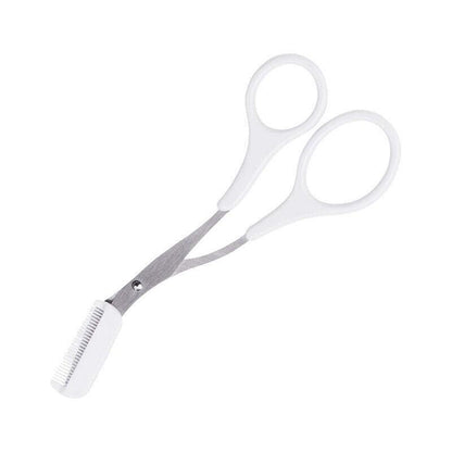 Eyebrow Scissors with Comb Stainless Steel Makeup Trimmer Beauty Tool 3 Colours - White (Eyebrow Razor + V528-EYEBROWRAZORSCISSOR-WHITE-325150