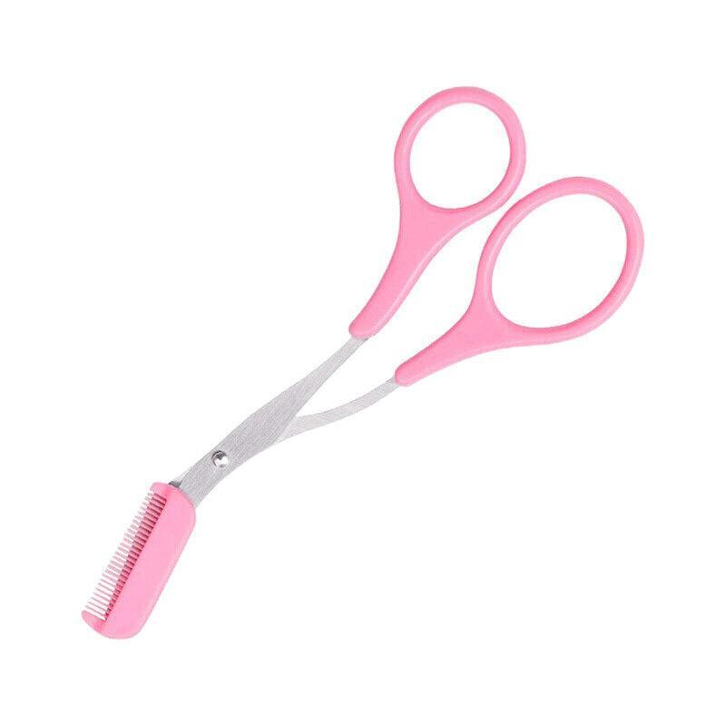 Eyebrow Scissors with Comb Stainless Steel Makeup Trimmer Beauty Tool 3 Colours - White (Eyebrow Razor + V528-EYEBROWRAZORSCISSOR-WHITE-325150