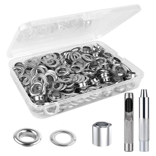 200 Sets 12mm Copper Metal Eyelet Grommet Tent Tarp Tool Tarpaulin Installation V528-EYELET-BUTTON-200PCS-748615